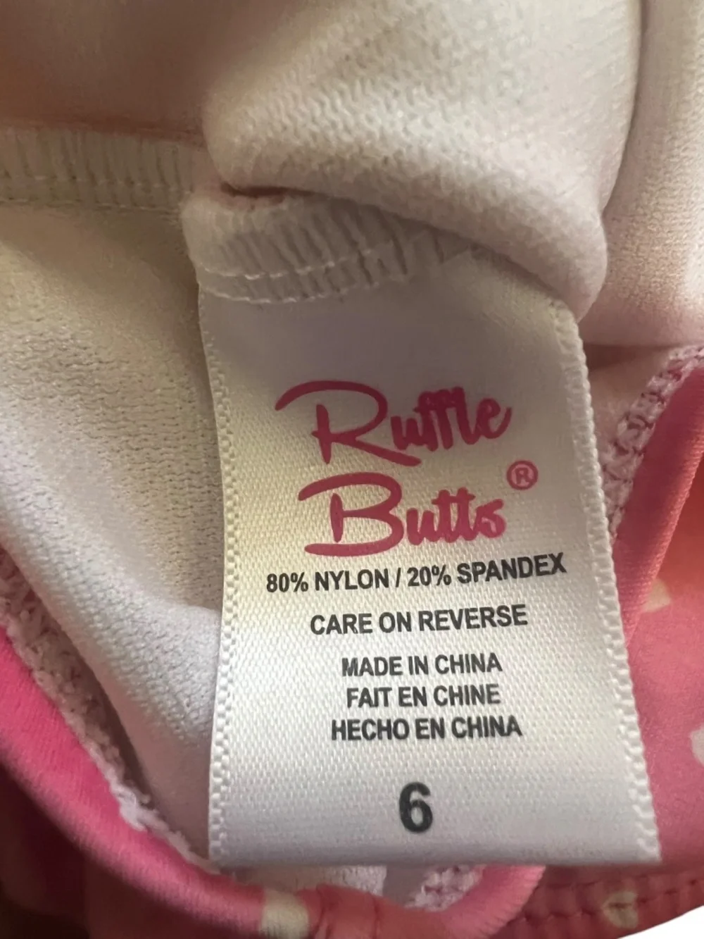 RuffleButts Pink Heart Ruffle One Piece Swimsuit UPF 50 Size 6